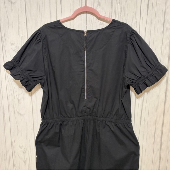 ❌SOLD❌J.CREW Ruffle Stretch Cotton Poplin Wide Leg Cropped Jumpsuit in Black - Picture 6 of 10